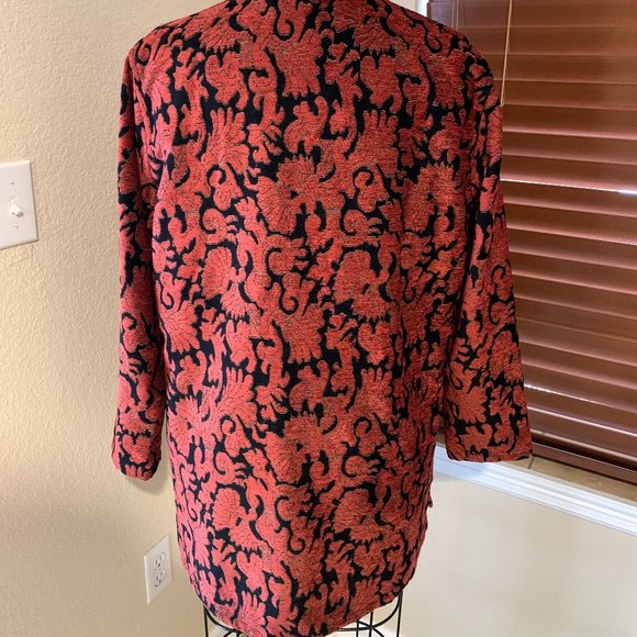 Chicos Brocade Long Jacket with Mandarin Collar - Picture 7 of 8